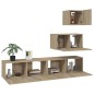 Set di Mobili Porta TV 4 pz Rovere Sonoma in Legno Multistrato Set di Mobili Porta TV 4 pz Rovere Sonoma in Legno Multistrato