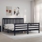 vidaXL Giroletto con Testiera Nero 6FT Super King in Legno Massello vidaXL Giroletto con Testiera Nero 6FT Super King in Legno Massello