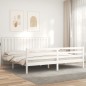 vidaXL Giroletto con Testiera Bianco 200x200 cm in Legno Massello vidaXL Giroletto con Testiera Bianco 200x200 cm in Legno Massello