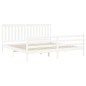 vidaXL Giroletto con Testiera Bianco 200x200 cm in Legno Massello vidaXL Giroletto con Testiera Bianco 200x200 cm in Legno Massello