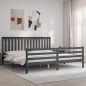 vidaXL Giroletto con Testiera Grigio 200x200 cm in Legno Massello vidaXL Giroletto con Testiera Grigio 200x200 cm in Legno Massello