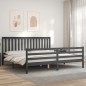 vidaXL Giroletto con Testiera Grigio 200x200 cm in Legno Massello vidaXL Giroletto con Testiera Grigio 200x200 cm in Legno Massello