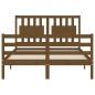 vidaXL Giroletto con Testiera Miele 4FT Small Double in Legno Massello vidaXL Giroletto con Testiera Miele 4FT Small Double in Legno Massello