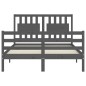 vidaXL Giroletto con Testiera Grigio 140x190 cm in Legno Massello vidaXL Giroletto con Testiera Grigio 140x190 cm in Legno Massello