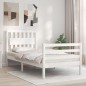 vidaXL Giroletto con Testiera Bianco 90x200 cm in Legno Massello