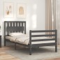 vidaXL Giroletto con Testiera Grigio 90x200 cm in Legno Massello