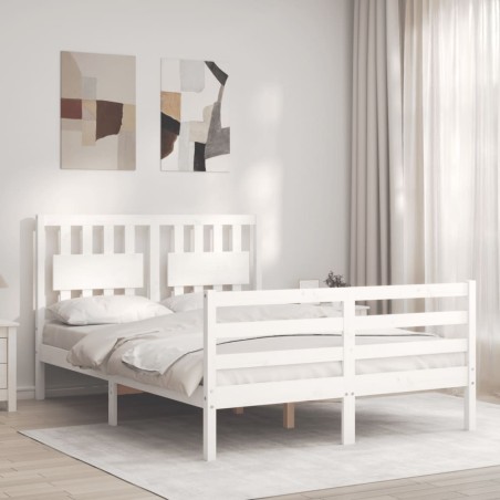 vidaXL Giroletto con Testiera Bianco 120x200 cm in Legno Massello