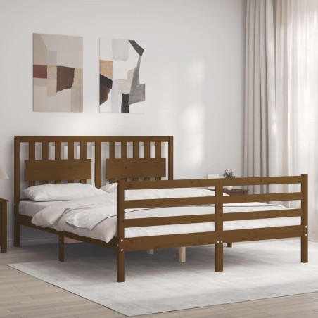 vidaXL Giroletto con Testiera Miele 5FT King Size in Legno Massello