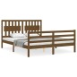 vidaXL Giroletto con Testiera Miele 5FT King Size in Legno Massello vidaXL Giroletto con Testiera Miele 5FT King Size in Legno Massello