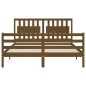 vidaXL Giroletto con Testiera Miele 5FT King Size in Legno Massello vidaXL Giroletto con Testiera Miele 5FT King Size in Legno Massello