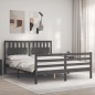 vidaXL Giroletto con Testiera Grigio 160x200 cm Legno Massello vidaXL Giroletto con Testiera Grigio 160x200 cm Legno Massello