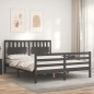 vidaXL Giroletto con Testiera Grigio 160x200 cm Legno Massello vidaXL Giroletto con Testiera Grigio 160x200 cm Legno Massello