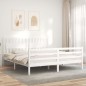 vidaXL Giroletto con Testiera Bianco 6FT Super King in Legno Massello vidaXL Giroletto con Testiera Bianco 6FT Super King in Legno Massello