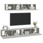 Set di Mobili Porta TV 4 pz Grigio Cemento in Legno Multistrato Set di Mobili Porta TV 4 pz Grigio Cemento in Legno Multistrato