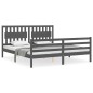 vidaXL Giroletto con Testiera Grigio 6FT Super King in Legno Massello