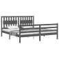 vidaXL Giroletto con Testiera Grigio 6FT Super King in Legno Massello