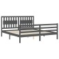 vidaXL Giroletto con Testiera Grigio 6FT Super King in Legno Massello