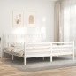 vidaXL Giroletto con Testiera Bianco 200x200 cm in Legno Massello vidaXL Giroletto con Testiera Bianco 200x200 cm in Legno Massello