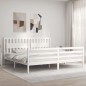 vidaXL Giroletto con Testiera Bianco 200x200 cm in Legno Massello vidaXL Giroletto con Testiera Bianco 200x200 cm in Legno Massello