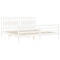 vidaXL Giroletto con Testiera Bianco 200x200 cm in Legno Massello vidaXL Giroletto con Testiera Bianco 200x200 cm in Legno Massello