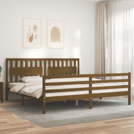 vidaXL Giroletto con Testiera Miele 200x200 cm in Legno Massello