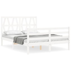 vidaXL Giroletto con Testiera Bianco 140x190 cm in Legno Massello