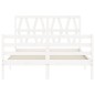vidaXL Giroletto con Testiera Bianco 140x190 cm in Legno Massello vidaXL Giroletto con Testiera Bianco 140x190 cm in Legno Massello