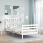 vidaXL Giroletto con Testiera Bianco 100x200 cm in Legno Massello