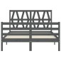 vidaXL Giroletto con Testiera Grigio 140x200 cm in Legno Massello vidaXL Giroletto con Testiera Grigio 140x200 cm in Legno Massello