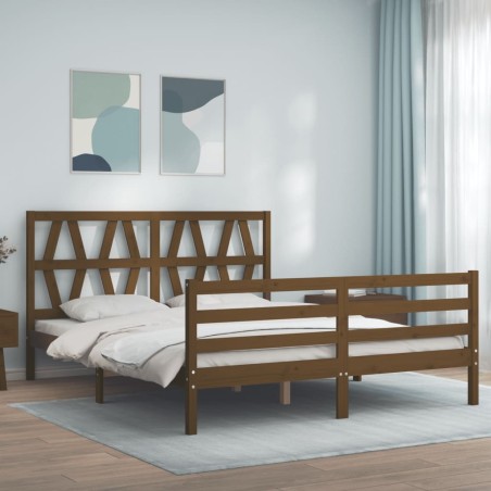 vidaXL Giroletto con Testiera Miele 5FT King Size in Legno Massello
