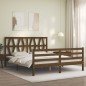 vidaXL Giroletto con Testiera Miele 5FT King Size in Legno Massello vidaXL Giroletto con Testiera Miele 5FT King Size in Legno Massello