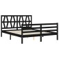 vidaXL Giroletto con Testiera Nero 5FT King Size in Legno Massello