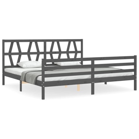 vidaXL Giroletto con Testiera Grigio 6FT Super King in Legno Massello