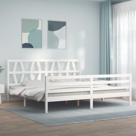 vidaXL Giroletto con Testiera Bianco 200x200 cm in Legno Massello
