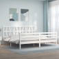 vidaXL Giroletto con Testiera Bianco 200x200 cm in Legno Massello vidaXL Giroletto con Testiera Bianco 200x200 cm in Legno Massello