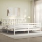 vidaXL Giroletto con Testiera Bianco 200x200 cm in Legno Massello vidaXL Giroletto con Testiera Bianco 200x200 cm in Legno Massello