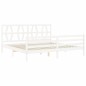 vidaXL Giroletto con Testiera Bianco 200x200 cm in Legno Massello vidaXL Giroletto con Testiera Bianco 200x200 cm in Legno Massello