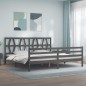 vidaXL Giroletto con Testiera Grigio 200x200 cm in Legno Massello vidaXL Giroletto con Testiera Grigio 200x200 cm in Legno Massello