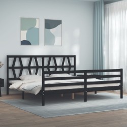 vidaXL Giroletto con Testiera Nero 200x200 cm in Legno Massello