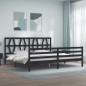 vidaXL Giroletto con Testiera Nero 200x200 cm in Legno Massello vidaXL Giroletto con Testiera Nero 200x200 cm in Legno Massello
