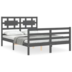 vidaXL Giroletto con Testiera Grigio 4FT Small Double Legno Massello