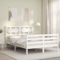 vidaXL Giroletto con Testiera Bianco 140x190 cm in Legno Massello vidaXL Giroletto con Testiera Bianco 140x190 cm in Legno Massello