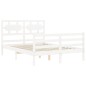 vidaXL Giroletto con Testiera Bianco 140x190 cm in Legno Massello vidaXL Giroletto con Testiera Bianco 140x190 cm in Legno Massello