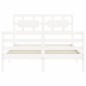 vidaXL Giroletto con Testiera Bianco 140x190 cm in Legno Massello vidaXL Giroletto con Testiera Bianco 140x190 cm in Legno Massello