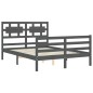 vidaXL Giroletto con Testiera Grigio 140x190 cm in Legno Massello vidaXL Giroletto con Testiera Grigio 140x190 cm in Legno Massello