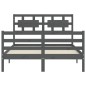 vidaXL Giroletto con Testiera Grigio 140x190 cm in Legno Massello vidaXL Giroletto con Testiera Grigio 140x190 cm in Legno Massello