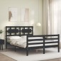 vidaXL Giroletto con Testiera Nero 140x190 cm in Legno Massello vidaXL Giroletto con Testiera Nero 140x190 cm in Legno Massello