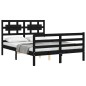 vidaXL Giroletto con Testiera Nero 140x190 cm in Legno Massello vidaXL Giroletto con Testiera Nero 140x190 cm in Legno Massello
