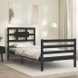 vidaXL Giroletto con Testiera Nero 90x200 cm in Legno Massello