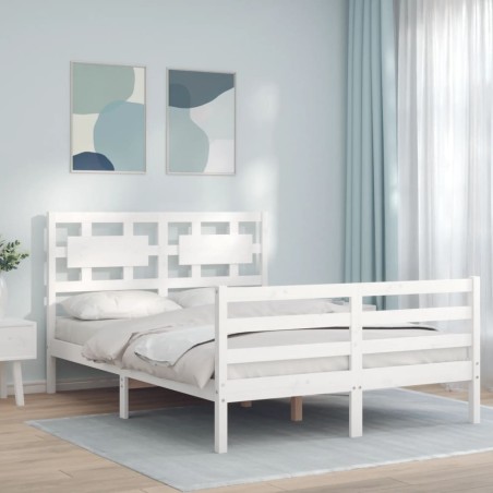 vidaXL Giroletto con Testiera Bianco 120x200 cm in Legno Massello